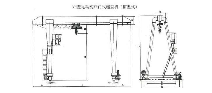 20噸MH型包廂式單梁門式起重機結(jié)構(gòu)圖