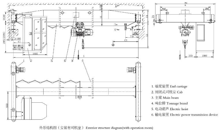 16噸電動(dòng)單梁起重機(jī)結(jié)構(gòu)圖